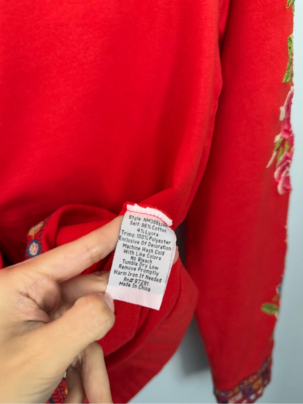 Johnny Was Petite XS Rina Full Zip Hoodie Red Boho Floral Embroidered Colorful - Picture 4 of 10